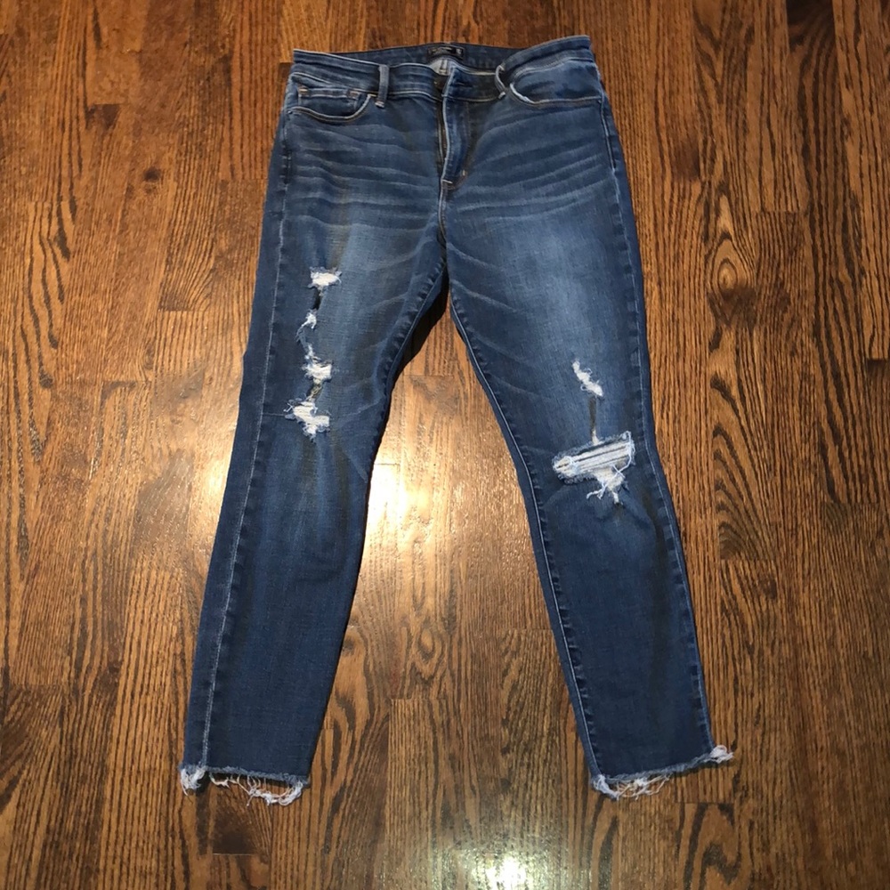 Blue Abercrombie Cropped Skinny Jeans Ripped!